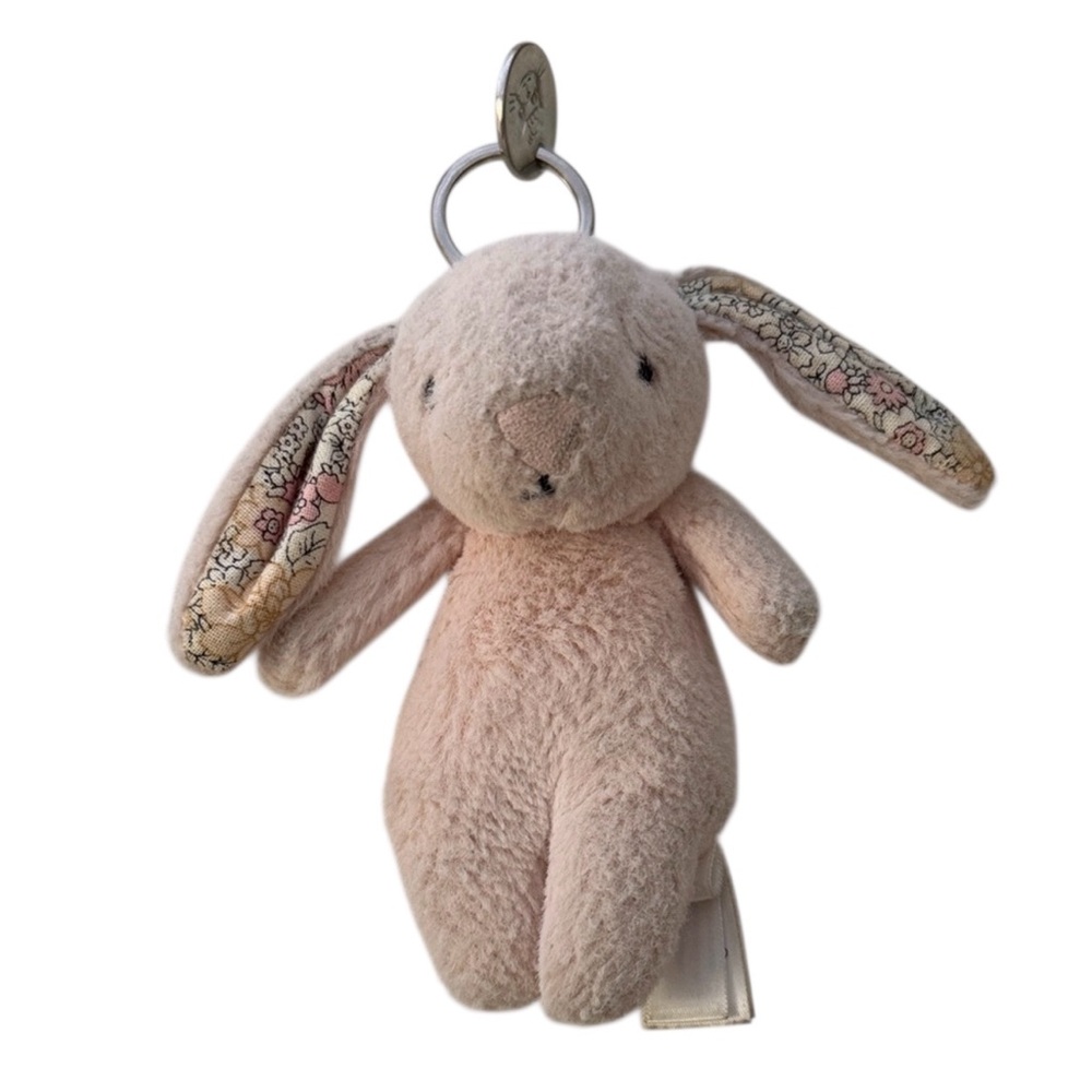 Jellycat Pale Pink Bunny Plush Keyring with Floral Lined Ears